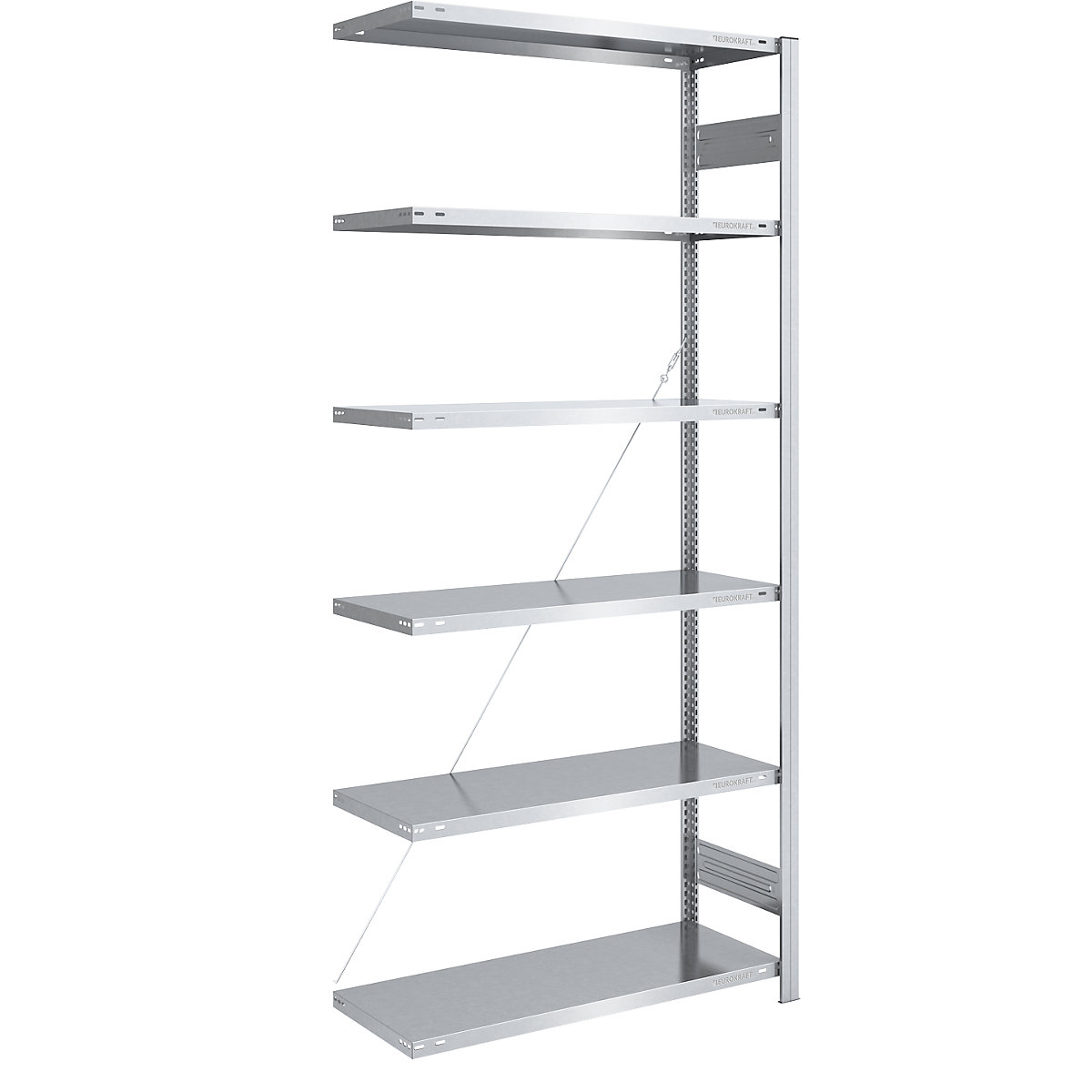 Boltless storage shelving unit, zinc plated, light duty – eurokraft pro, shelf height 2500 mm, extension shelf, width x depth 1000 x 500 mm-7