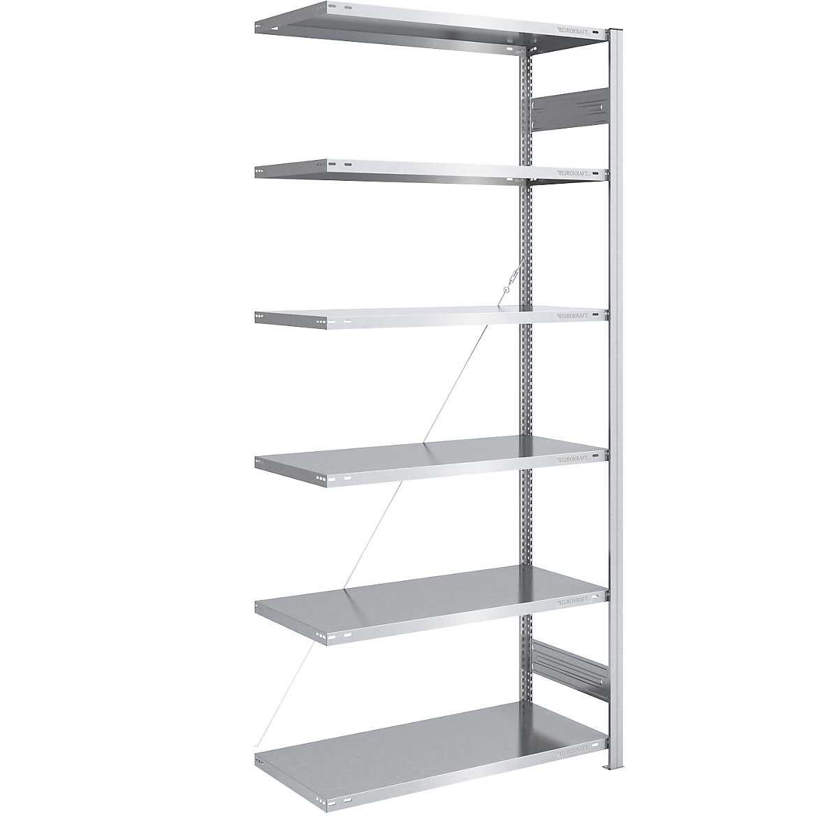 Boltless storage shelving unit, zinc plated, light duty – eurokraft pro, shelf height 2500 mm, extension shelf, width x depth 1000 x 600 mm-5
