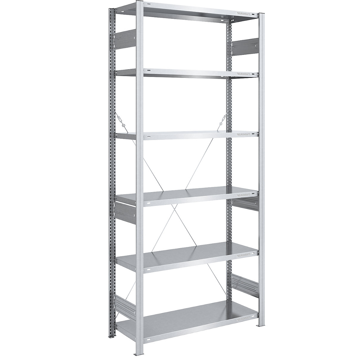 Boltless storage shelving unit, zinc plated, medium duty – eurokraft pro, shelf height 2500 mm, standard shelf, width x depth 1000 x 500 mm-9