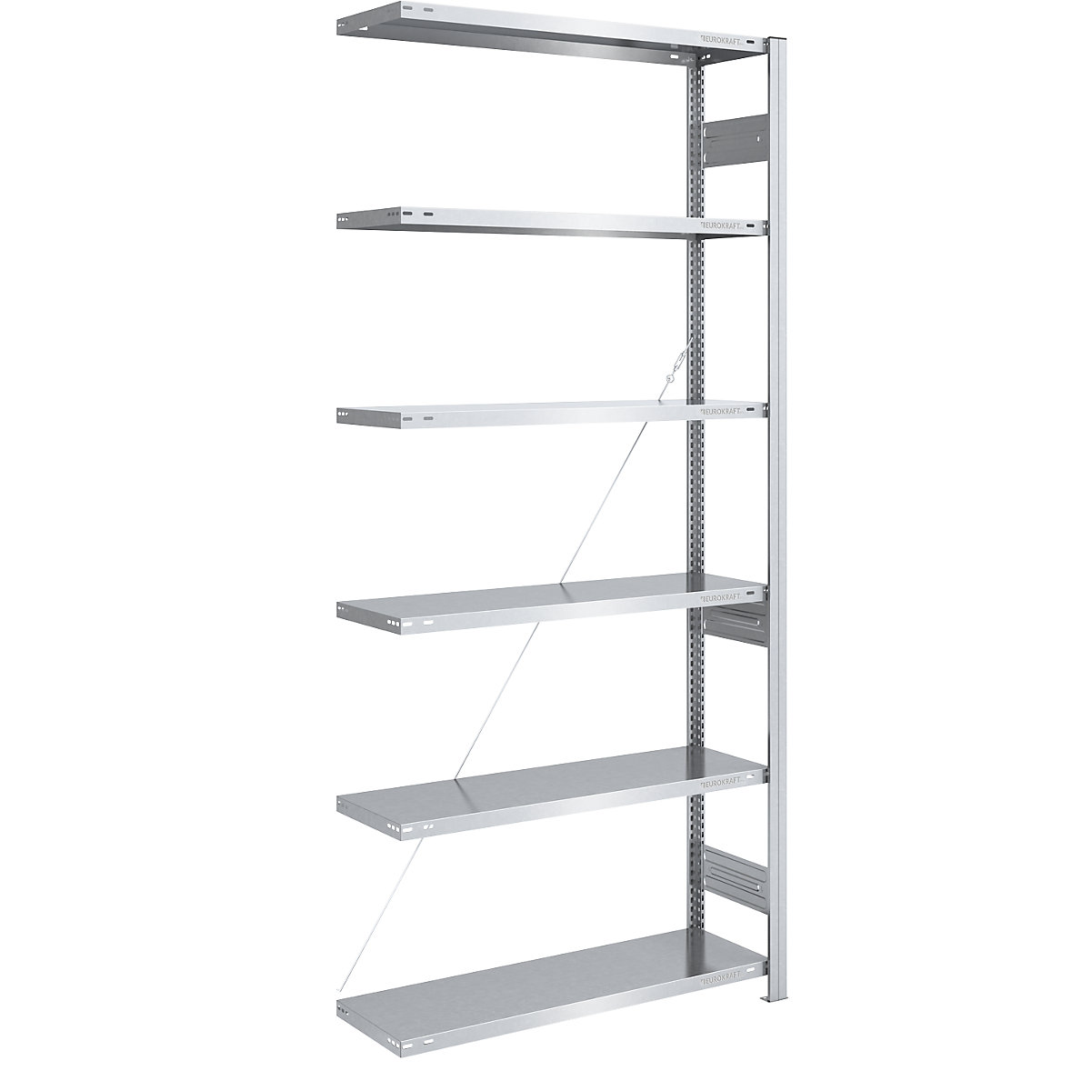 Boltless storage shelving unit, zinc plated, medium duty – eurokraft pro, shelf height 2500 mm, extension shelf, width x depth 1000 x 400 mm-8