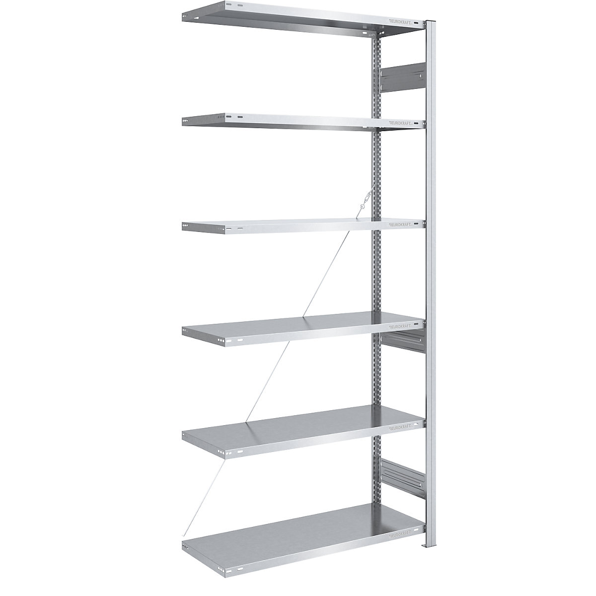 Boltless storage shelving unit, zinc plated, medium duty – eurokraft pro, shelf height 2500 mm, extension shelf, width x depth 1000 x 500 mm-12