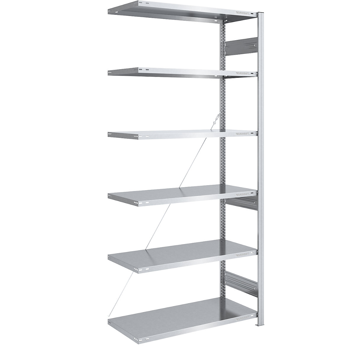 Boltless storage shelving unit, zinc plated, medium duty – eurokraft pro, shelf height 2500 mm, extension shelf, width x depth 1000 x 600 mm-11