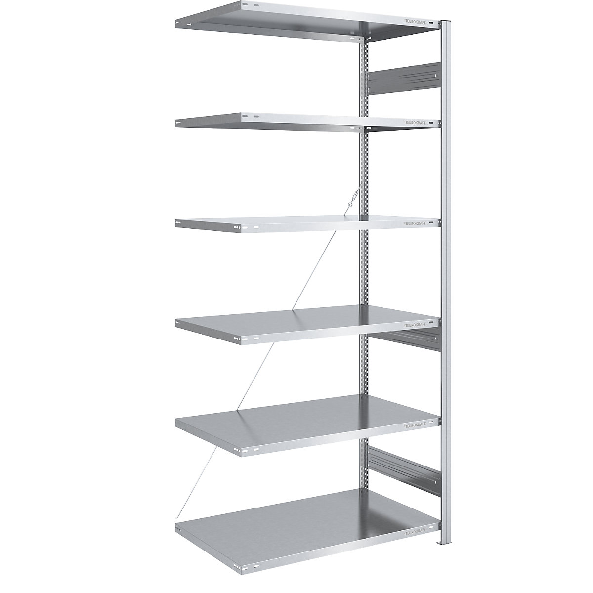 Boltless storage shelving unit, zinc plated, medium duty – eurokraft pro, shelf height 2500 mm, extension shelf, width x depth 1000 x 800 mm-14
