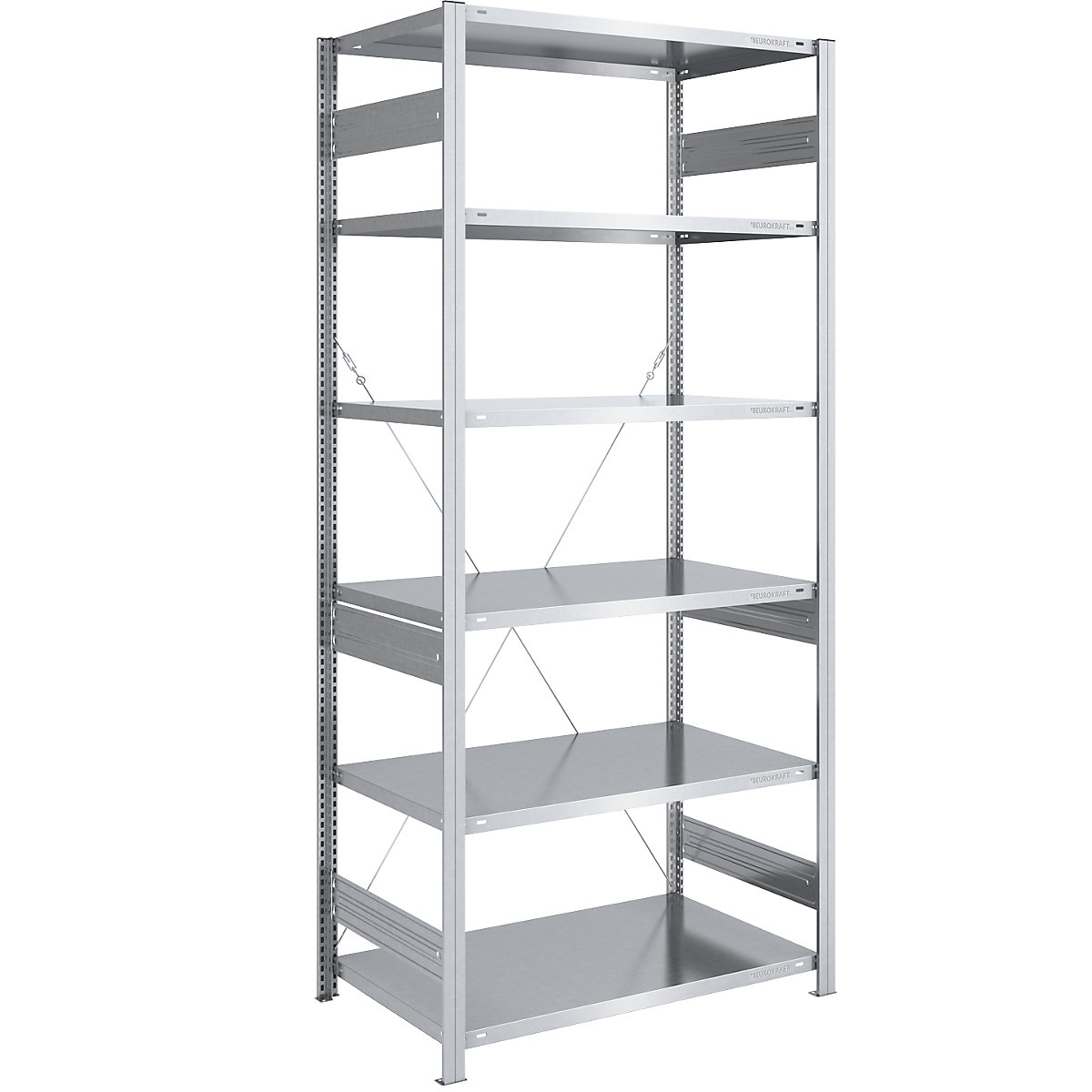 Boltless storage shelving unit, zinc plated, medium duty – eurokraft pro, shelf height 2500 mm, standard shelf, width x depth 1000 x 800 mm-6