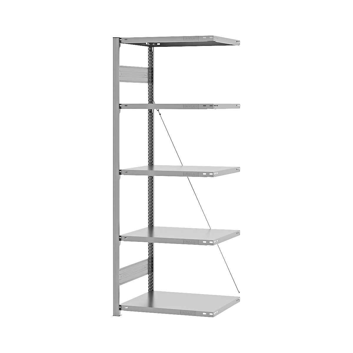 Boltless storage shelving unit, zinc plated, medium duty - eurokraft pro