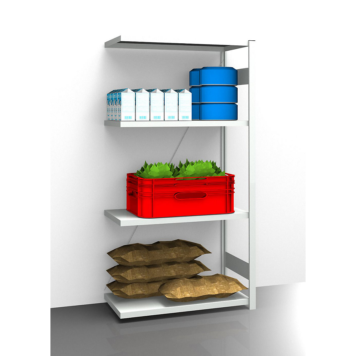 Hygienic boltless shelving unit – eurokraft pro, shelf unit height 2000 mm, 4 shelves, WxD 975 x 585 mm, extension shelf unit-8