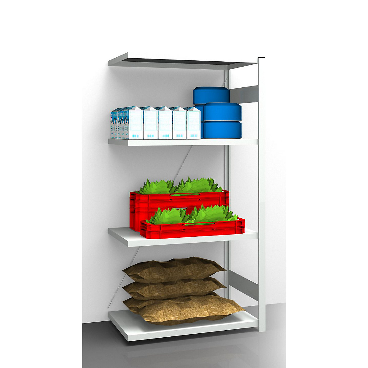 Hygienic boltless shelving unit – eurokraft pro, shelf unit height 2000 mm, 4 shelves, WxD 975 x 685 mm, extension shelf unit-15