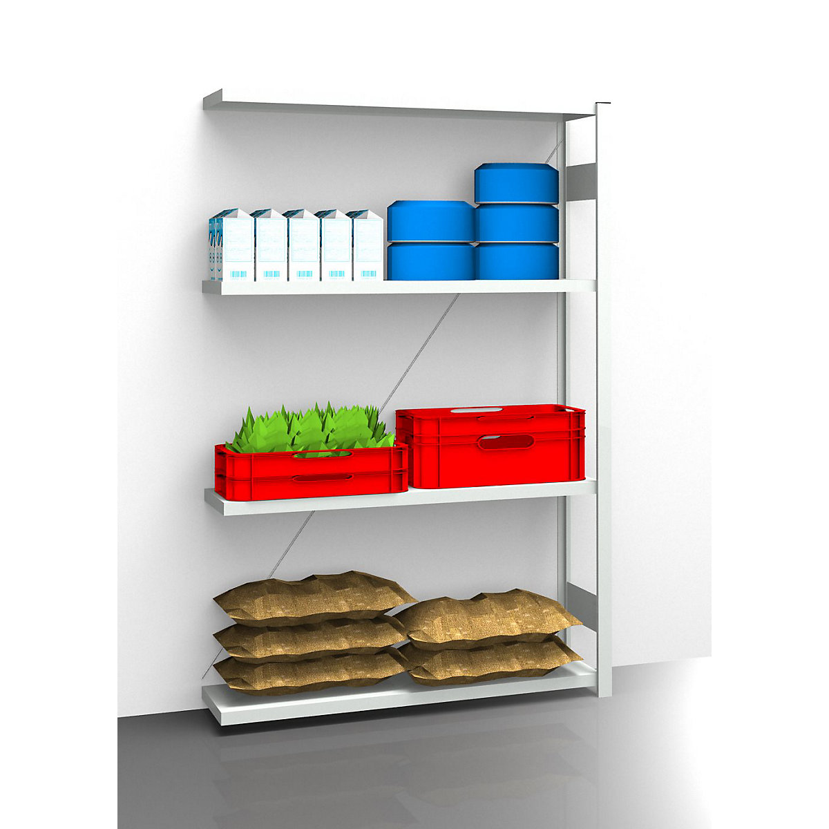 Hygienic boltless shelving unit – eurokraft pro, shelf unit height 2000 mm, 4 shelves, WxD 1225 x 385 mm, extension shelf unit-17