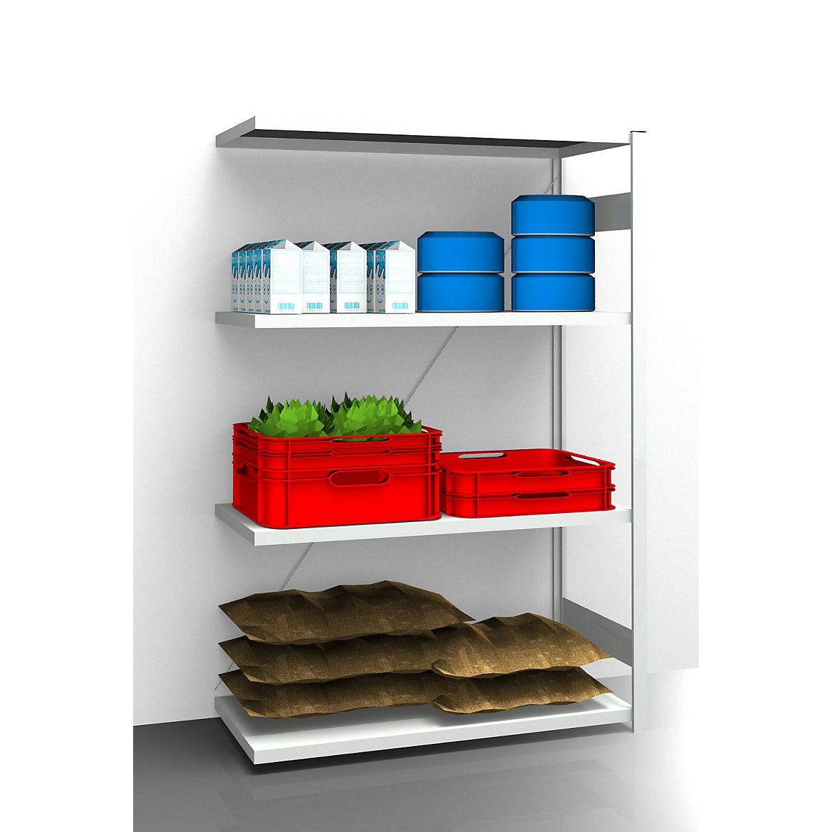 Hygienic boltless shelving unit – eurokraft pro, shelf unit height 2000 mm, 4 shelves, WxD 1225 x 685 mm, extension shelf unit-11