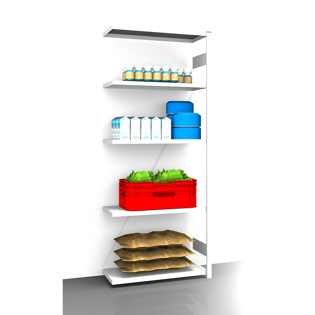 Hygienic boltless shelving unit – eurokraft pro, shelf unit height 2350 mm, 5 shelves, WxD 975 x 485 mm, extension shelf unit-18