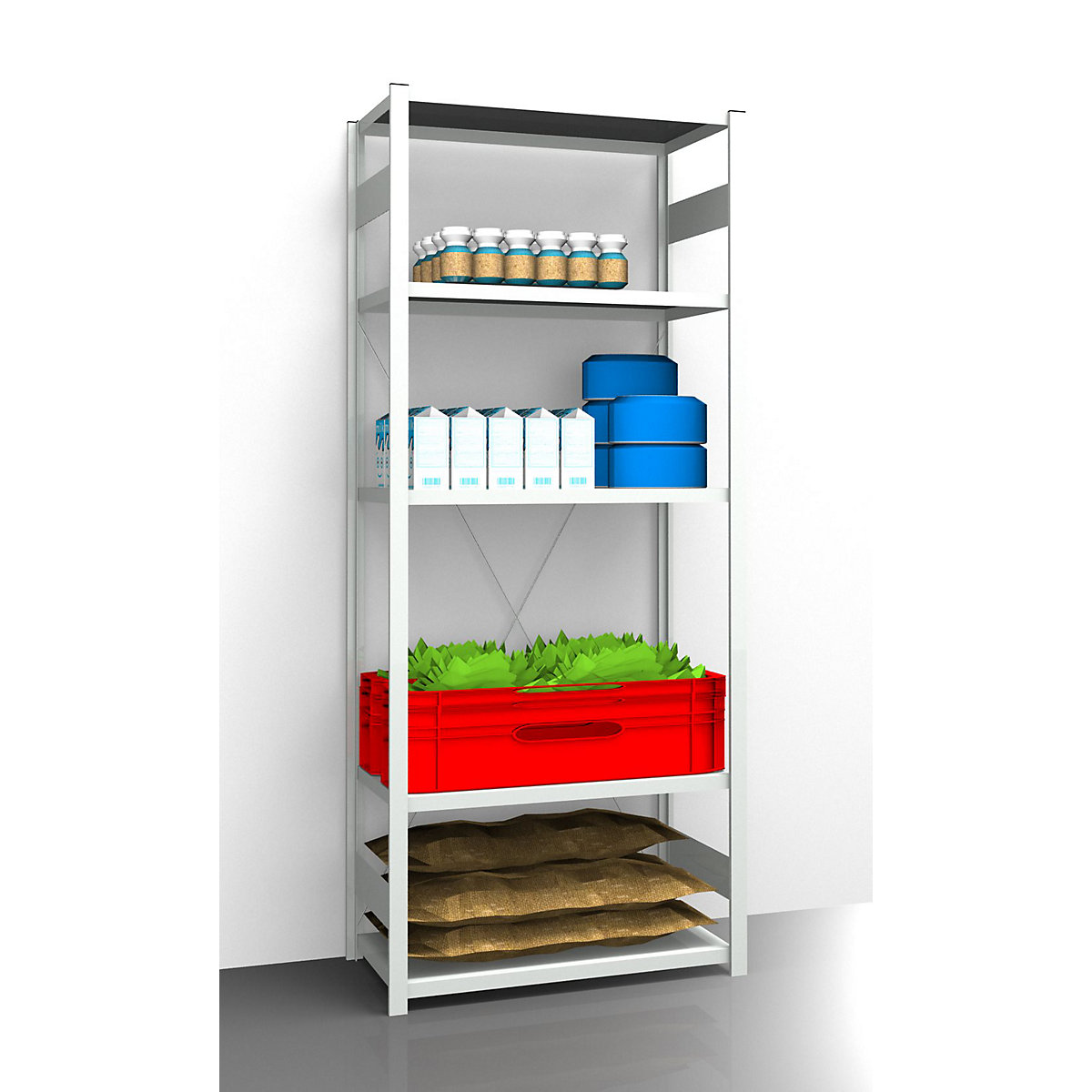 Hygienic boltless shelving unit – eurokraft pro, shelf unit height 2350 mm, 5 shelves, WxD 1025 x 585 mm, standard shelf unit-15