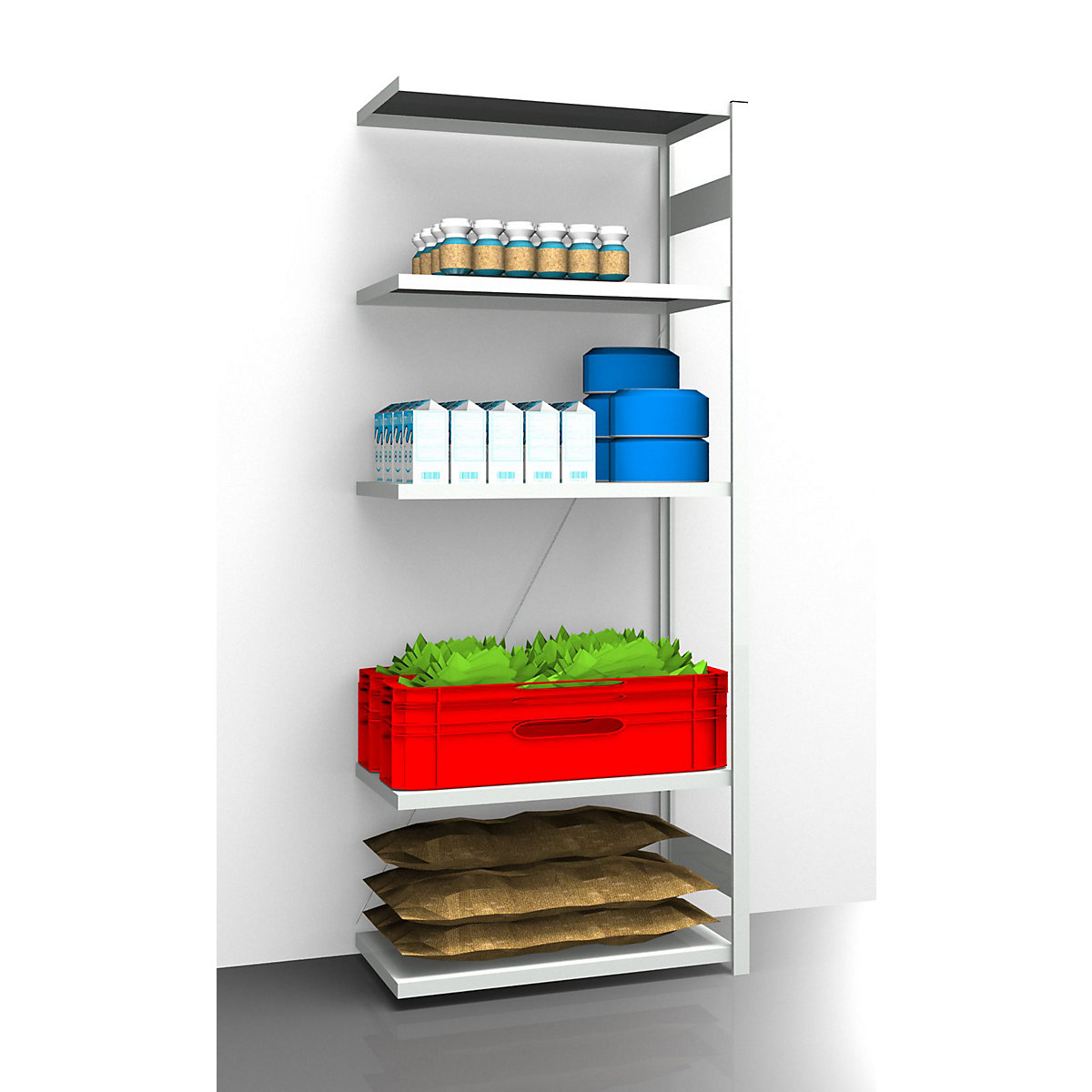 Hygienic boltless shelving unit – eurokraft pro, shelf unit height 2350 mm, 5 shelves, WxD 975 x 585 mm, extension shelf unit-11