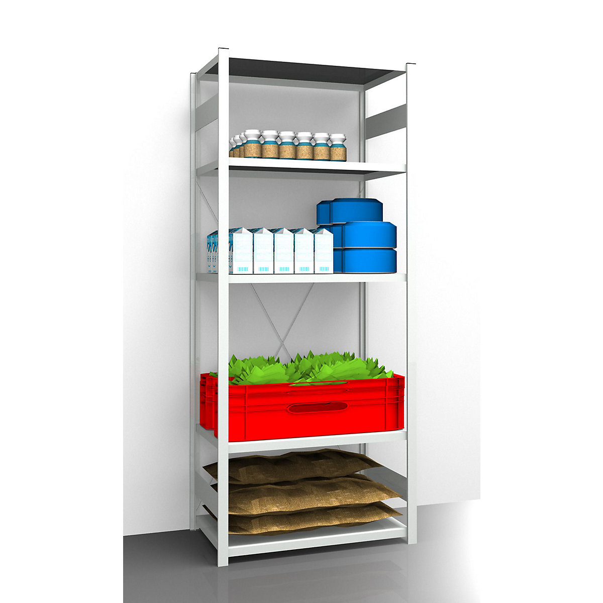 Hygienic boltless shelving unit – eurokraft pro, shelf unit height 2350 mm, 5 shelves, WxD 1025 x 685 mm, standard shelf unit-8