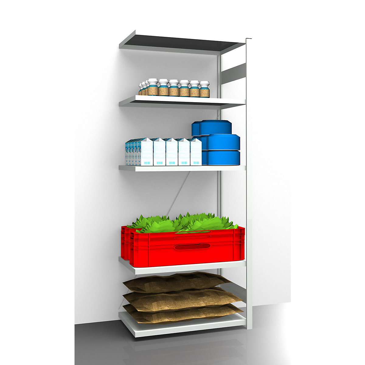 Hygienic boltless shelving unit – eurokraft pro, shelf unit height 2350 mm, 5 shelves, WxD 975 x 685 mm, extension shelf unit-16