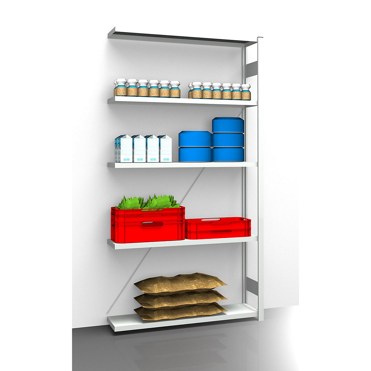 Hygienic boltless shelving unit – eurokraft pro, shelf unit height 2350 mm, 5 shelves, WxD 1225 x 385 mm, extension shelf unit-12