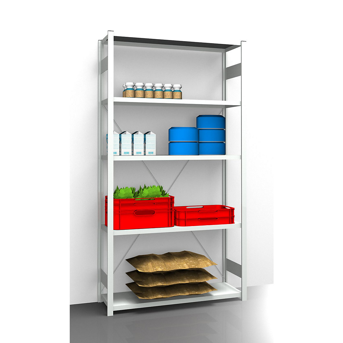 Hygienic boltless shelving unit – eurokraft pro, shelf unit height 2350 mm, 5 shelves, WxD 1275 x 485 mm, standard shelf unit-7