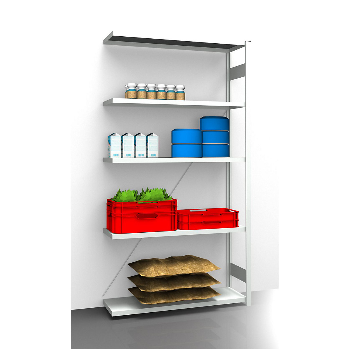 Hygienic boltless shelving unit – eurokraft pro, shelf unit height 2350 mm, 5 shelves, WxD 1225 x 485 mm, extension shelf unit-13