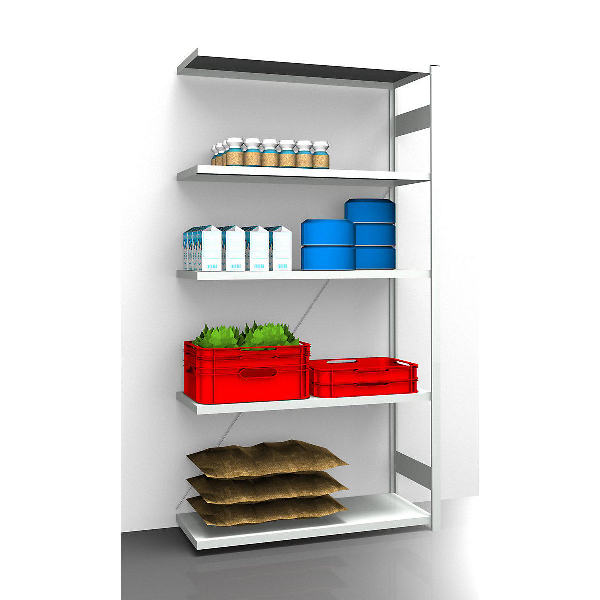 Hygienic boltless shelving unit – eurokraft pro, shelf unit height 2350 mm, 5 shelves, WxD 1225 x 585 mm, extension shelf unit-17