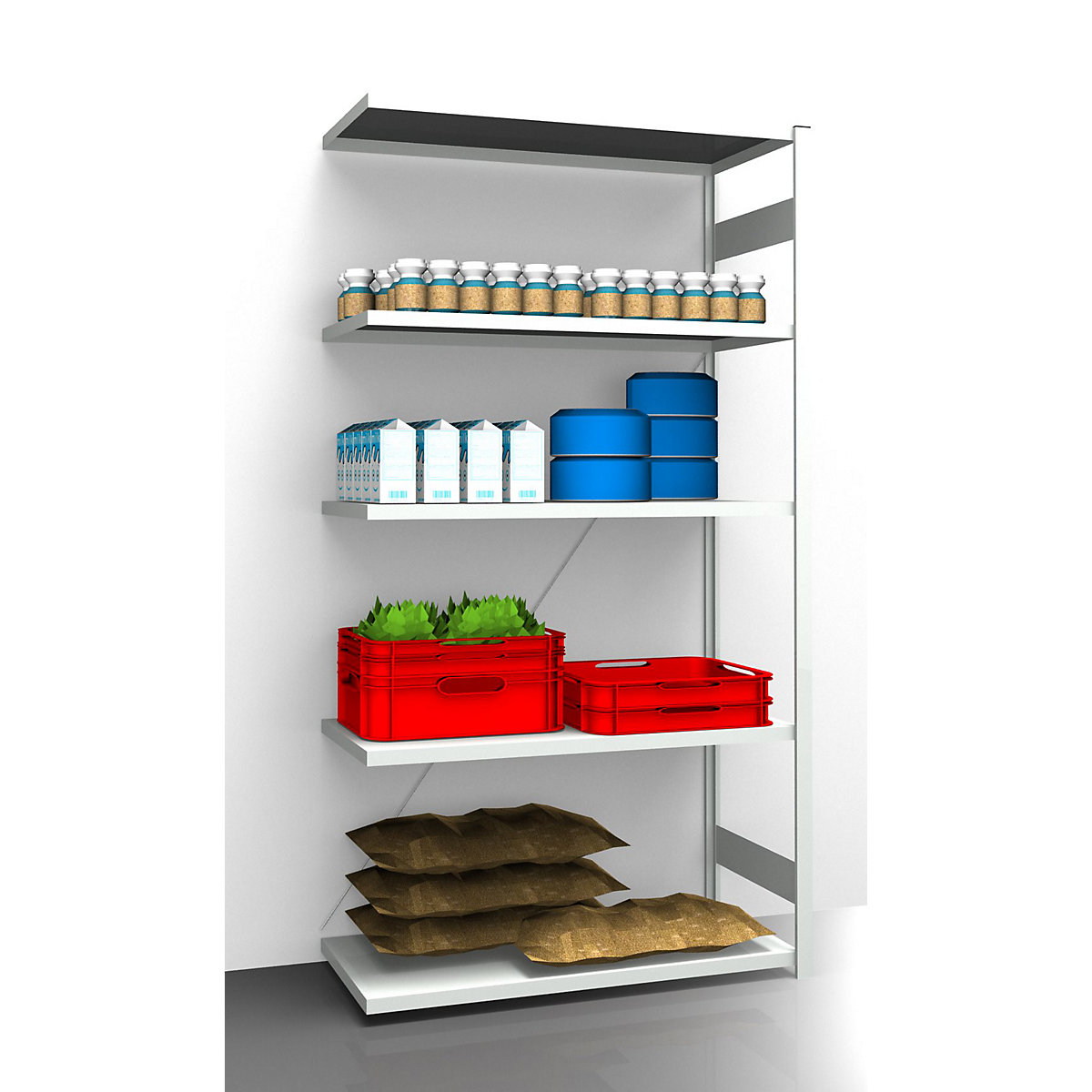 Hygienic boltless shelving unit – eurokraft pro, shelf unit height 2350 mm, 5 shelves, WxD 1225 x 685 mm, extension shelf unit-10
