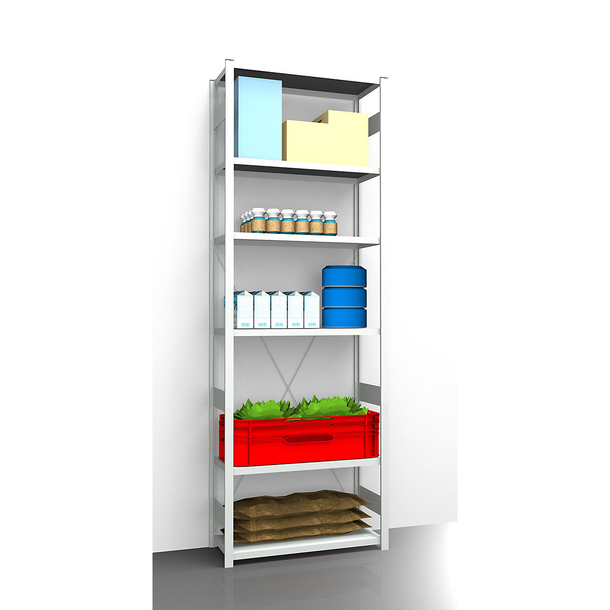Hygienic boltless shelving unit – eurokraft pro, shelf unit height 2700 mm, 6 shelves, WxD 1025 x 485 mm, standard shelf unit-16