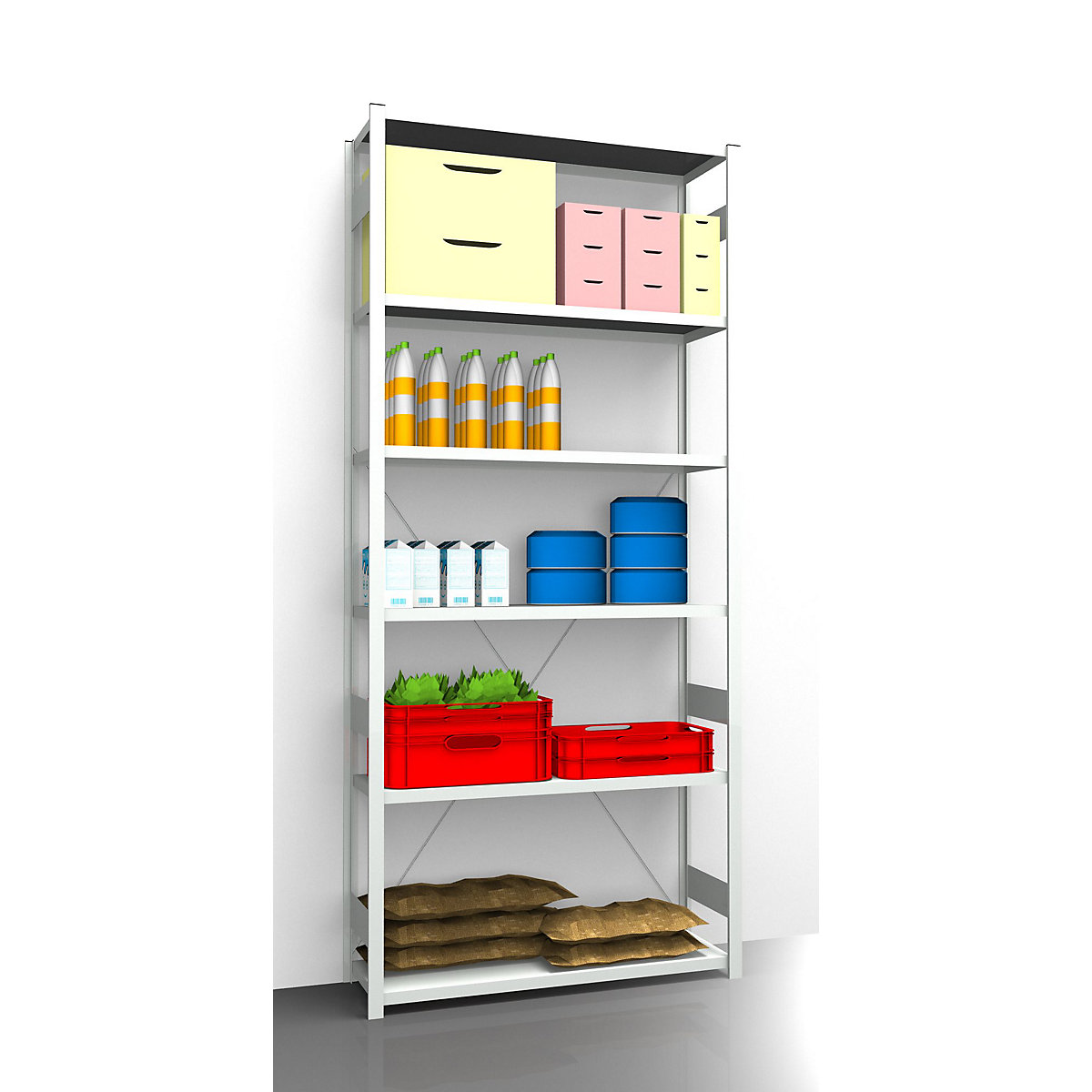 Hygienic boltless shelving unit – eurokraft pro, shelf unit height 2700 mm, 6 shelves, WxD 1275 x 485 mm, standard shelf unit-7