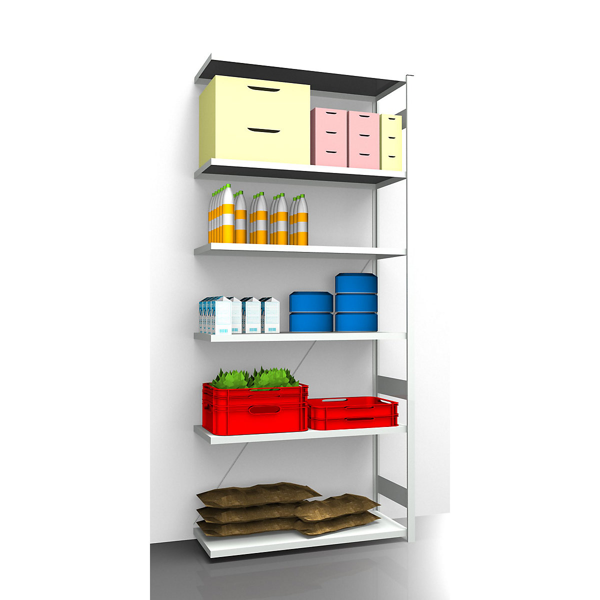 Hygienic boltless shelving unit – eurokraft pro, shelf unit height 2700 mm, 6 shelves, WxD 1225 x 585 mm, extension shelf unit-13