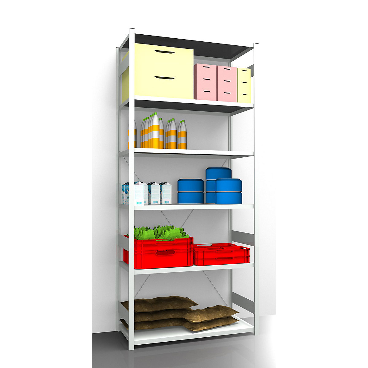 Hygienic boltless shelving unit – eurokraft pro, shelf unit height 2700 mm, 6 shelves, WxD 1275 x 685 mm, standard shelf unit-10