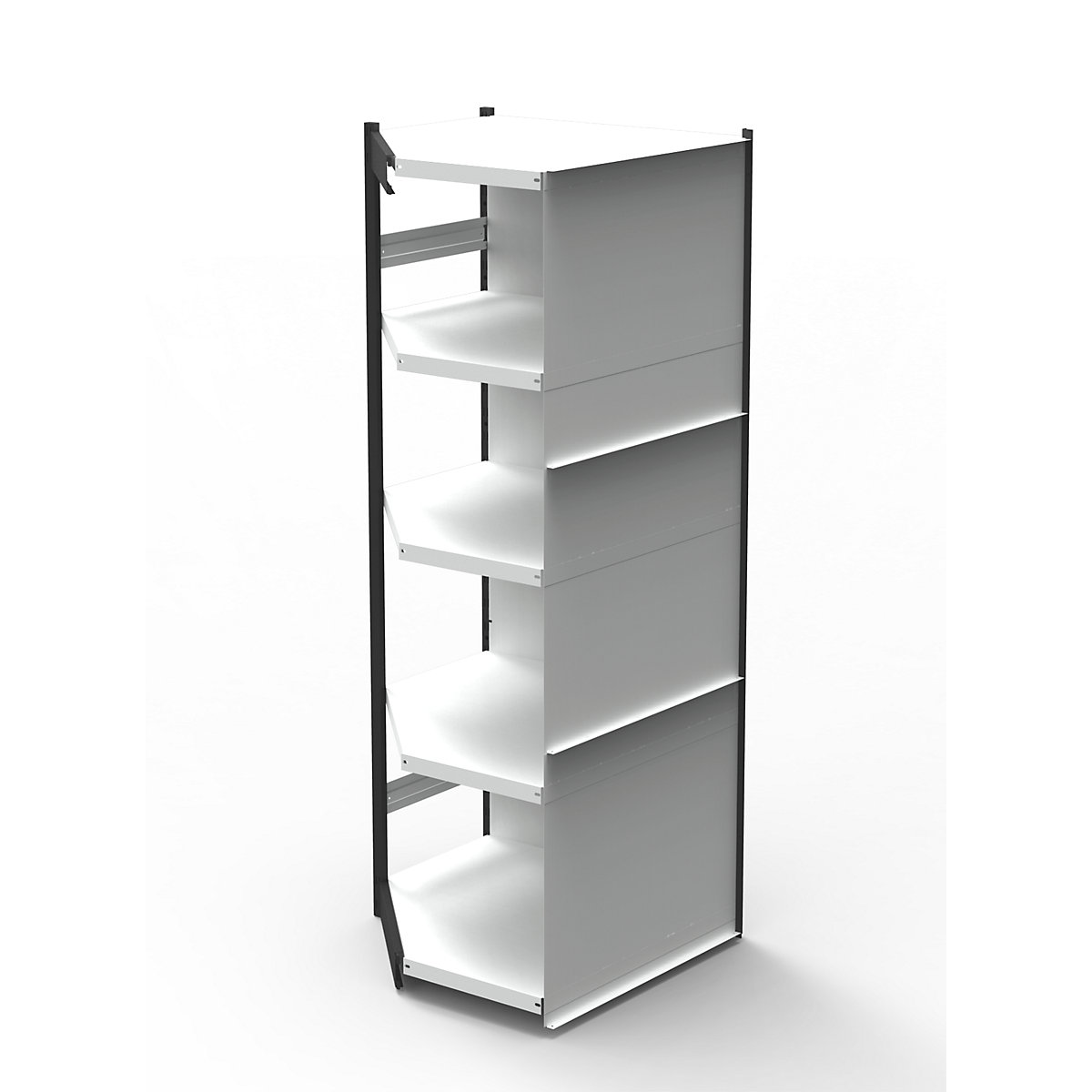 Office shelf system, with rear wall, shelf unit height 1900 mm, corner shelf extension, width x depth 670x300 mm-5