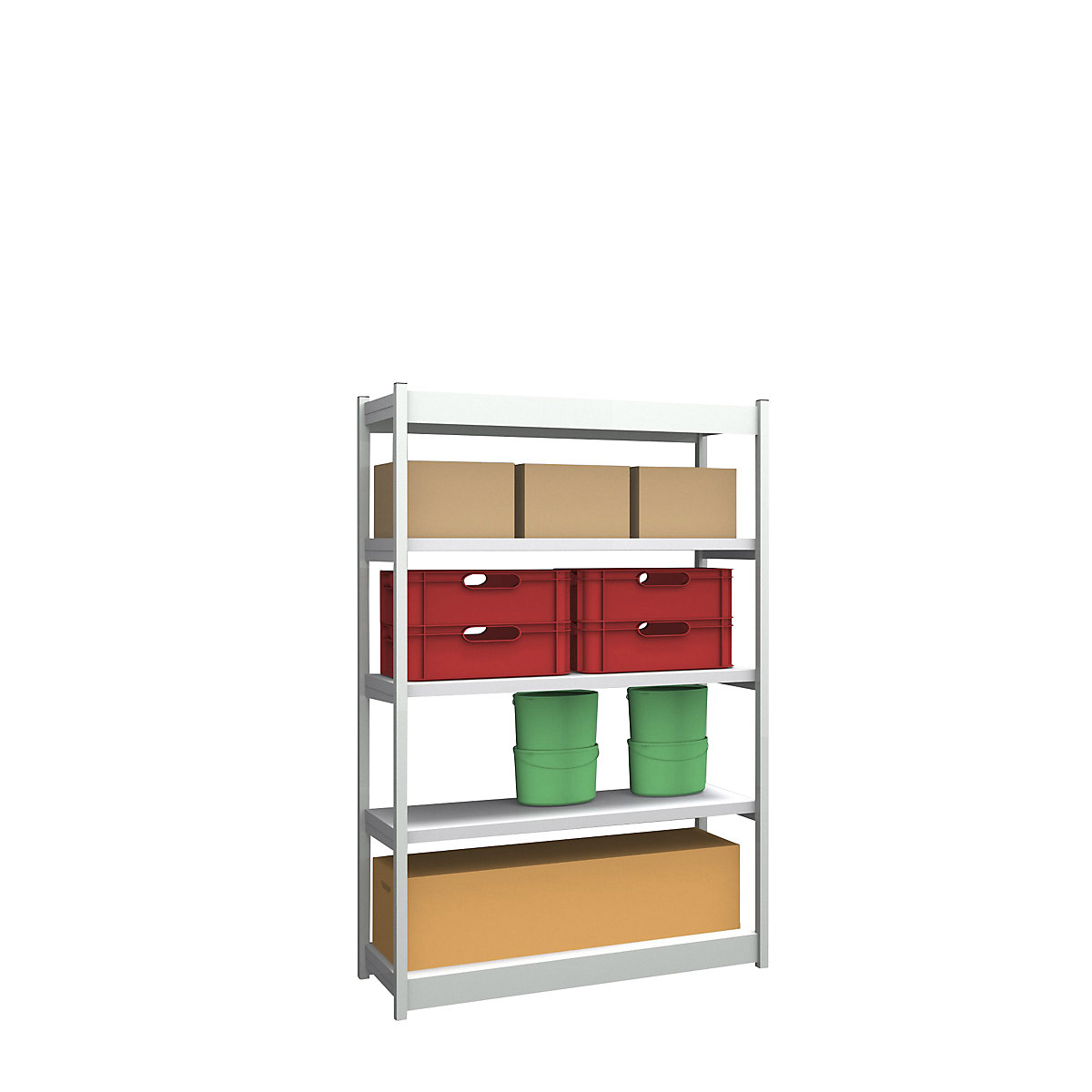 Stable boltless shelf unit, single sided – hofe, shelf unit height 2000 mm, light grey/zinc-plated, shelf width 1325 mm, basic shelf unit, width x depth 1325 x 400 mm-7