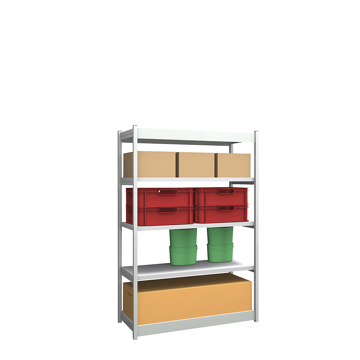 Stable boltless shelf unit, single sided – hofe, shelf unit height 2000 mm, light grey/zinc-plated, shelf width 1325 mm, basic shelf unit, width x depth 1325 x 500 mm-10