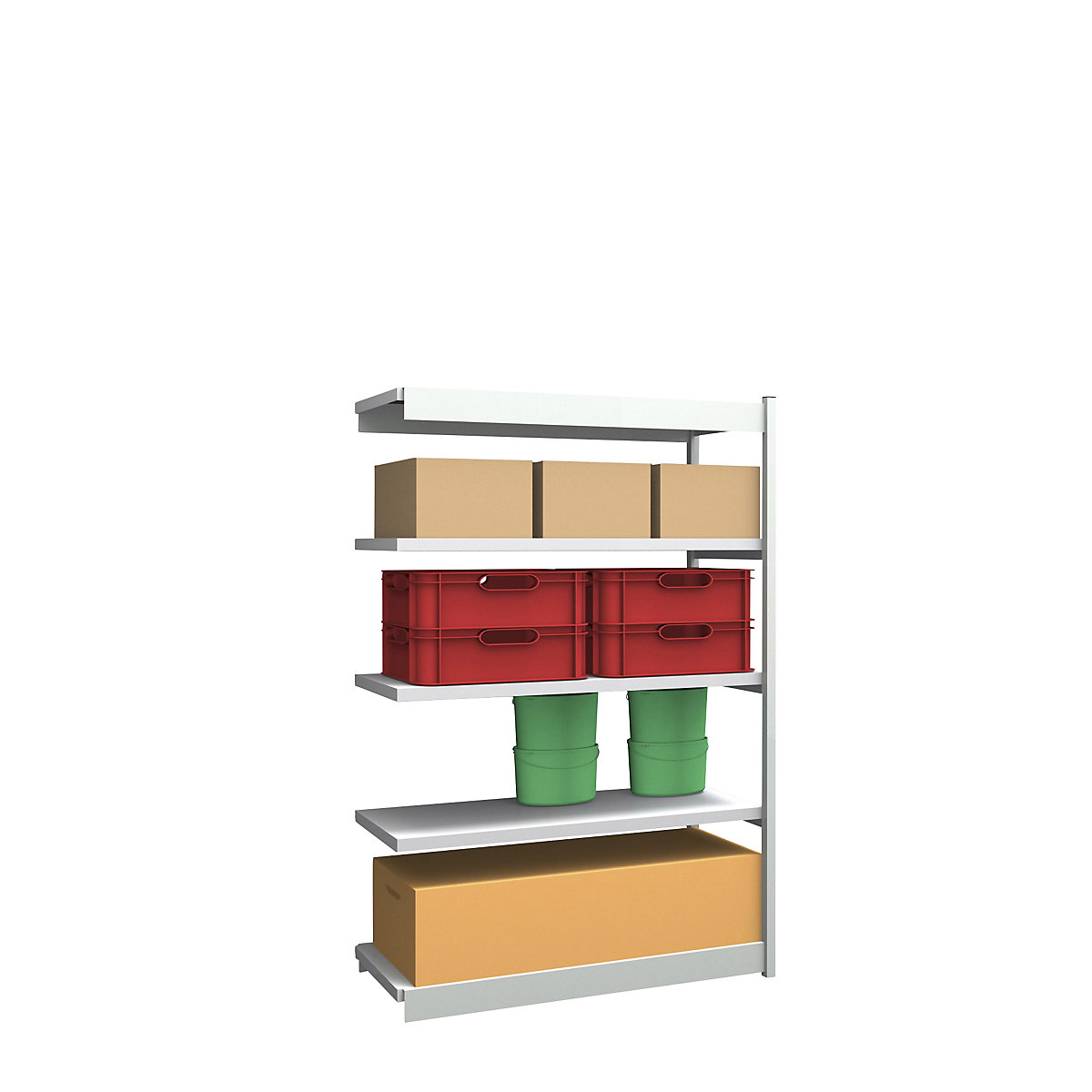 Stable boltless shelf unit, single sided – hofe, shelf unit height 2000 mm, light grey/zinc-plated, shelf width 1325 mm, extension shelf unit, width x depth 1325 x 500 mm-9