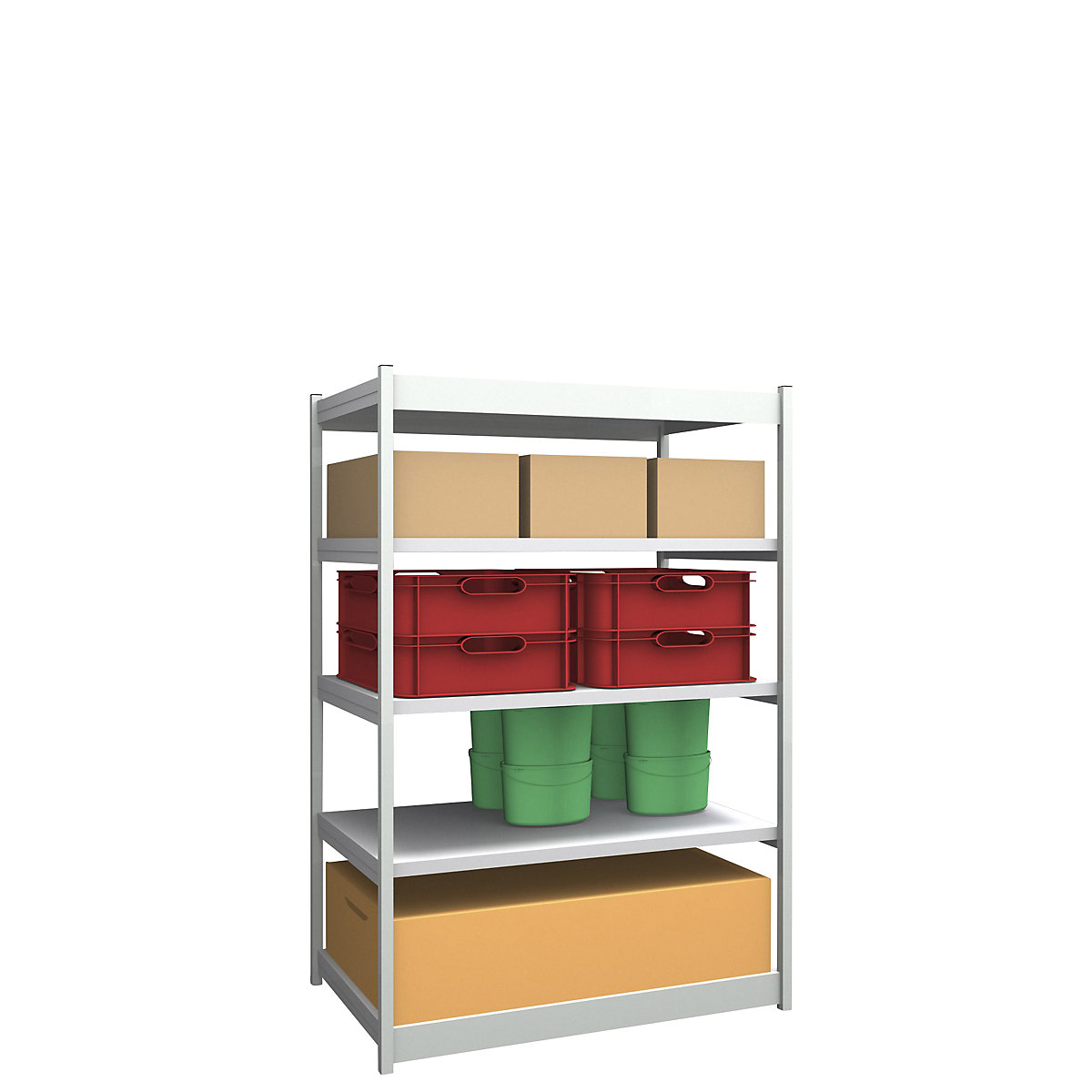 Stable boltless shelf unit, single sided – hofe, shelf unit height 2000 mm, light grey/zinc-plated, shelf width 1325 mm, basic shelf unit, width x depth 1325 x 800 mm-12