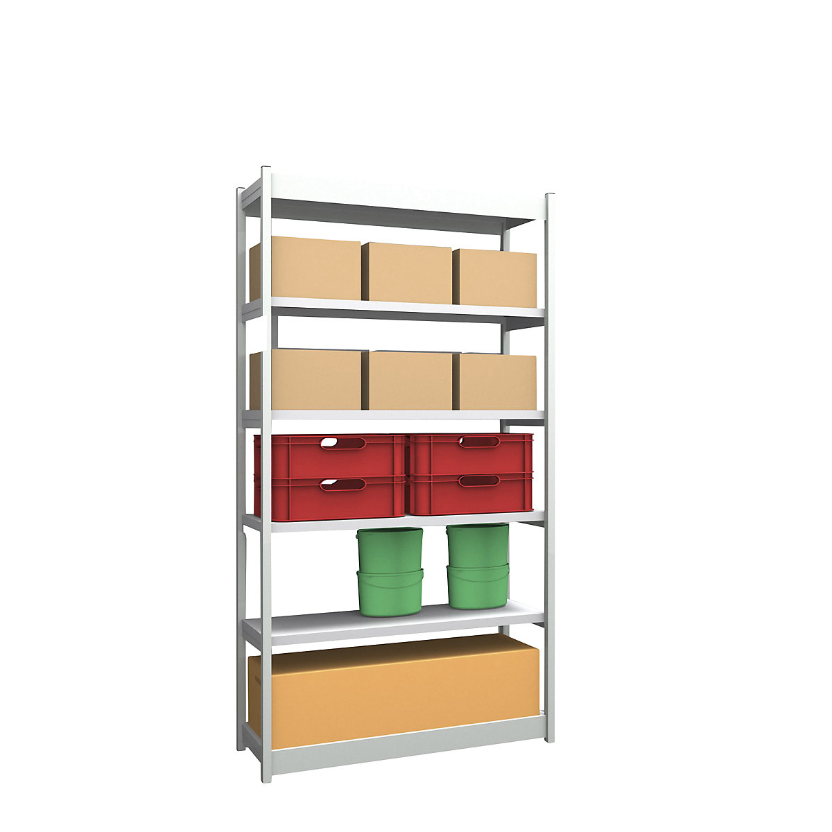 Stable boltless shelf unit, single sided – hofe, shelf unit height 2500 mm, light grey/zinc-plated, shelf width 1325 mm, basic shelf unit, width x depth 1325 x 400 mm-12