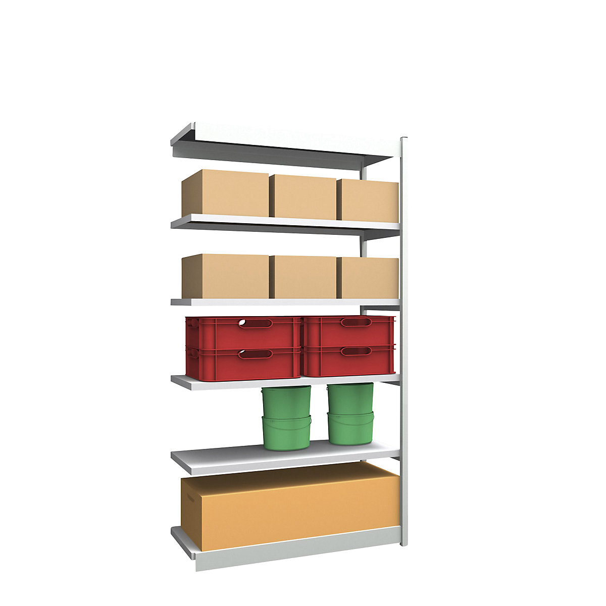 Stable boltless shelf unit, single sided – hofe, shelf unit height 2500 mm, light grey/zinc-plated, shelf width 1325 mm, extension shelf unit, width x depth 1325 x 500 mm-6