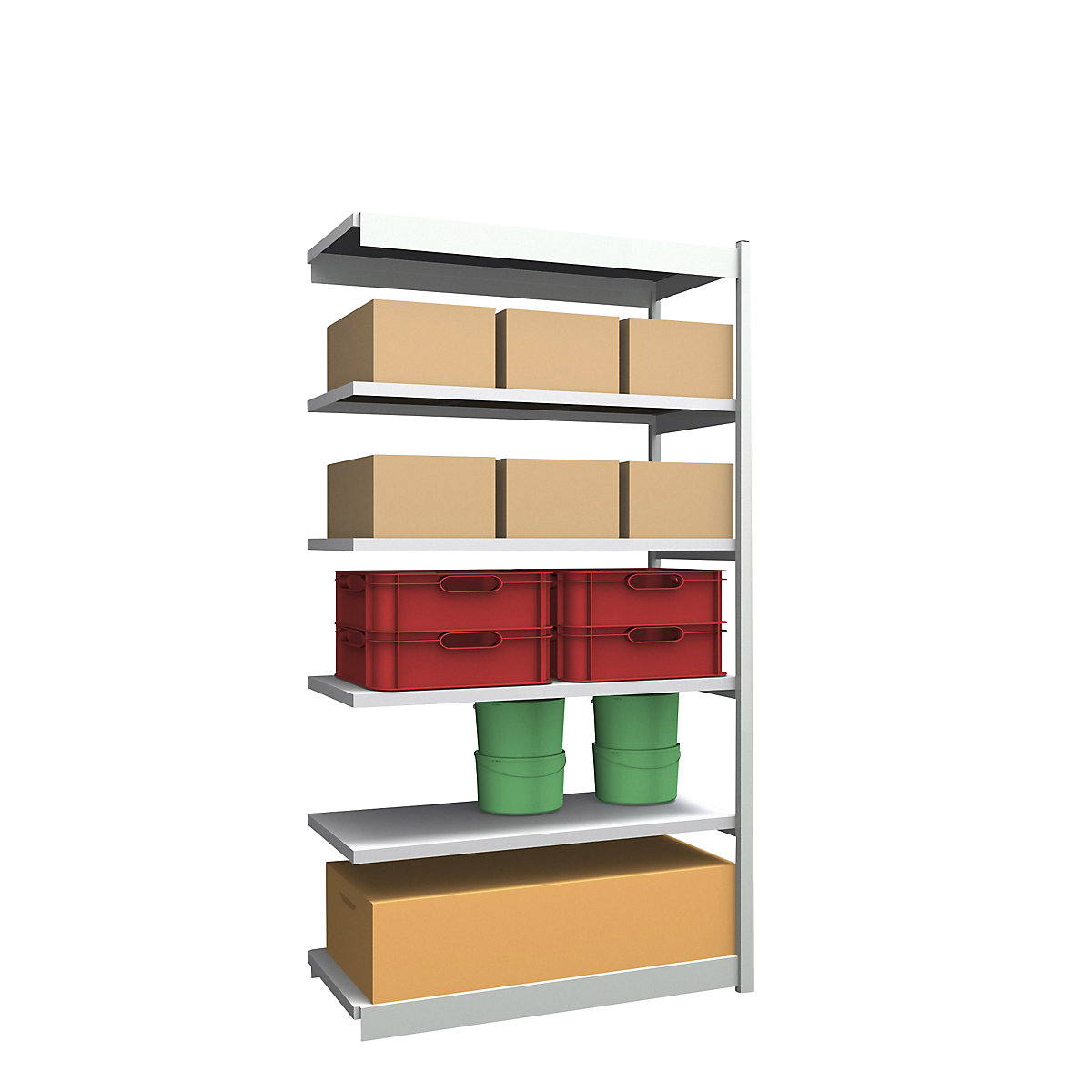 Stable boltless shelf unit, single sided – hofe, shelf unit height 2500 mm, light grey/zinc-plated, shelf width 1325 mm, extension shelf unit, width x depth 1325 x 600 mm-7