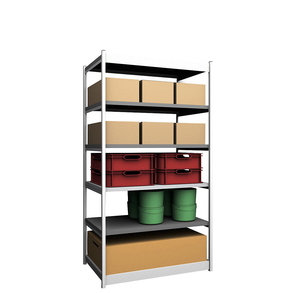 Stable boltless shelf unit, single sided – hofe, shelf unit height 2500 mm, light grey/zinc-plated, shelf width 1325 mm, basic shelf unit, width x depth 1325 x 800 mm-11