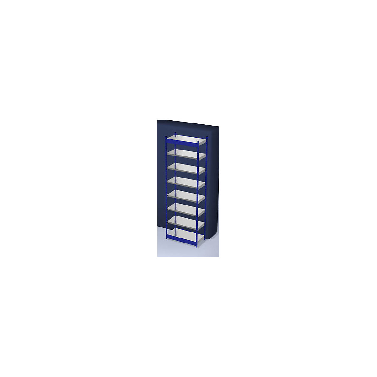 Stable boltless shelf unit, single sided – hofe, shelf unit height 3000 mm, blue / zinc-plated, shelf width 1025 mm, basic shelf unit, width x depth 1025 x 500 mm-7