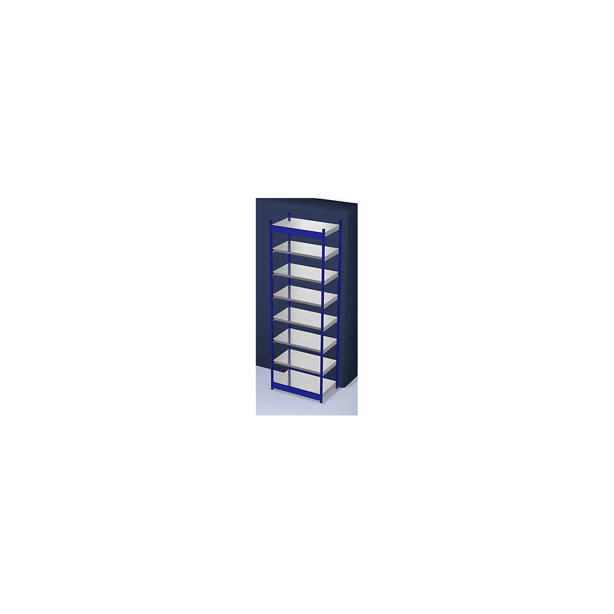 Stable boltless shelf unit, single sided – hofe, shelf unit height 3000 mm, blue / zinc-plated, shelf width 1025 mm, basic shelf unit, width x depth 1025 x 600 mm-5