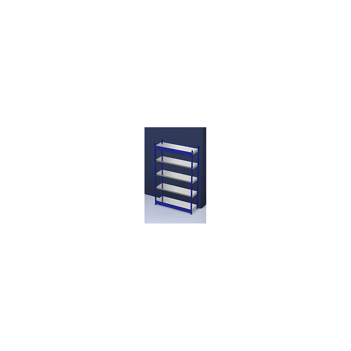 Stable boltless shelf unit, single sided – hofe, shelf unit height 2000 mm, blue / zinc-plated, shelf width 1325 mm, basic shelf unit, width x depth 1325 x 400 mm-13