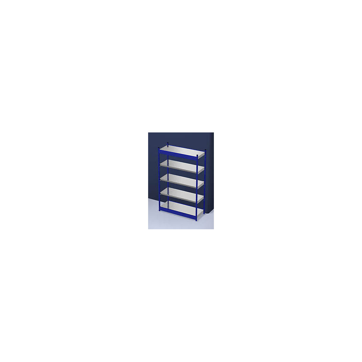 Stable boltless shelf unit, single sided – hofe, shelf unit height 2000 mm, blue / zinc-plated, shelf width 1325 mm, basic shelf unit, width x depth 1325 x 500 mm-12
