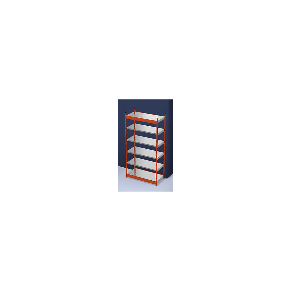 Stable boltless shelf unit, single sided – hofe, shelf unit height 2500 mm, orange/zinc-plated, shelf width 1325 mm, basic shelf unit, width x depth 1325 x 600 mm-5
