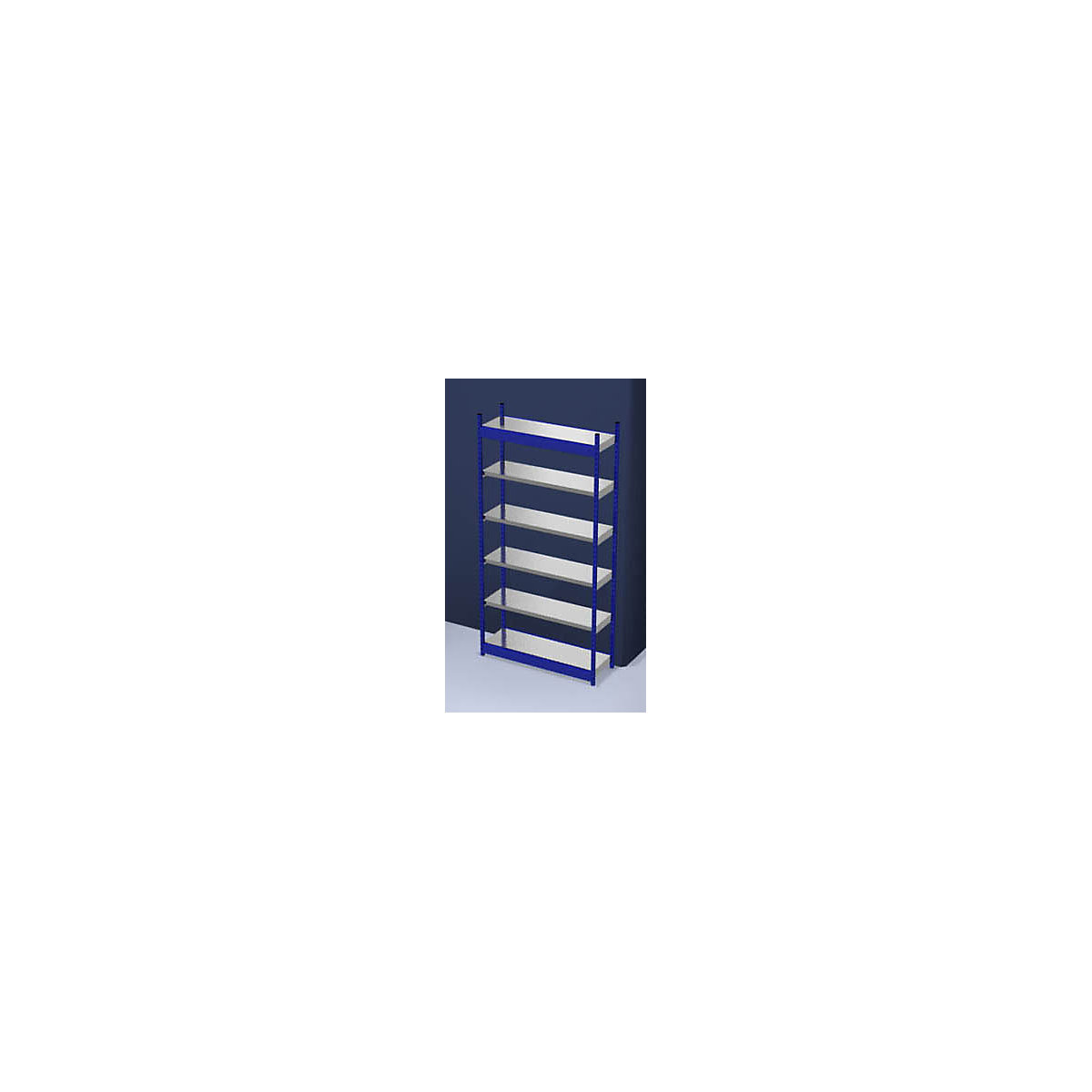 Stable boltless shelf unit, single sided – hofe, shelf unit height 2500 mm, blue / zinc-plated, shelf width 1325 mm, basic shelf unit, width x depth 1325 x 400 mm-8