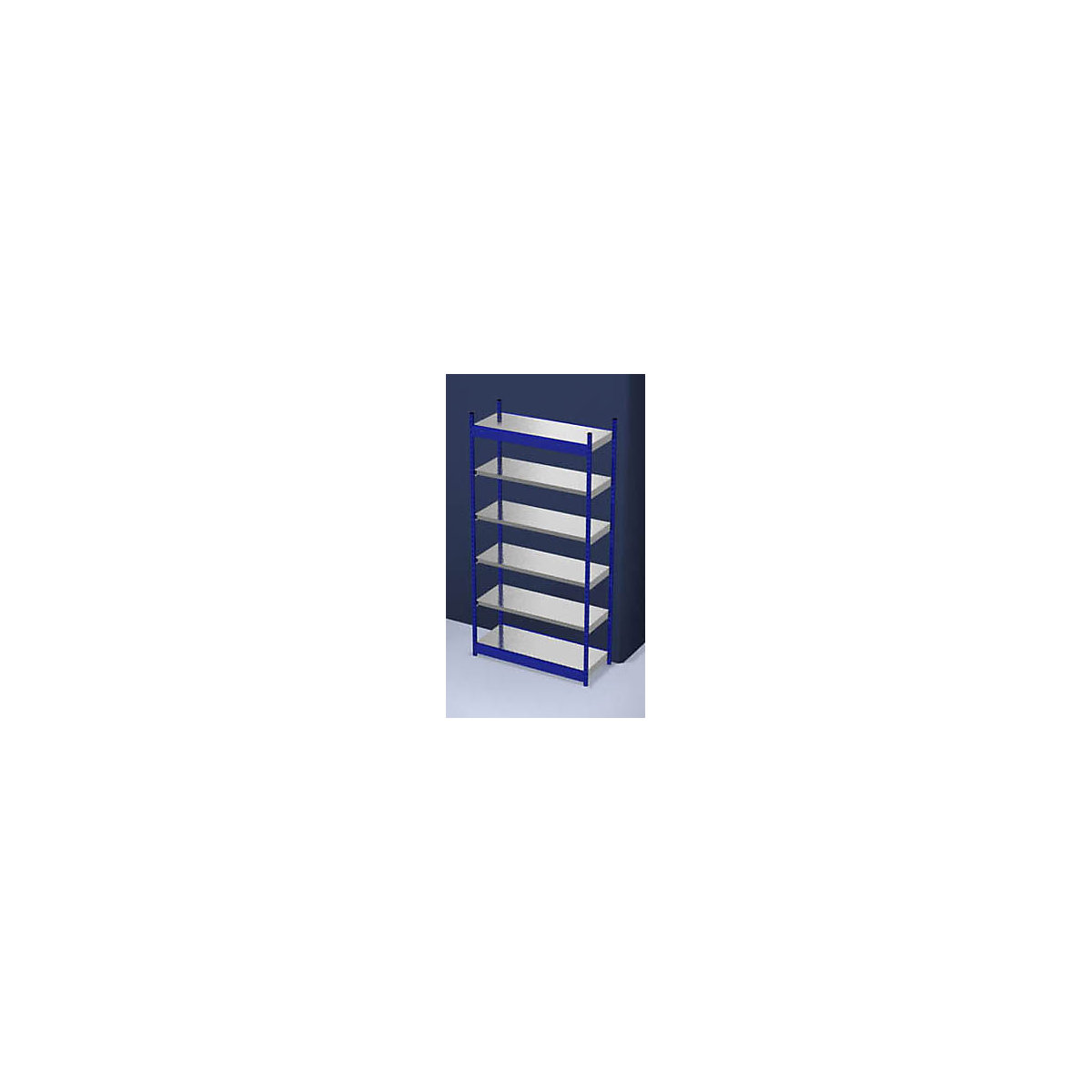 Stable boltless shelf unit, single sided – hofe, shelf unit height 2500 mm, blue / zinc-plated, shelf width 1325 mm, basic shelf unit, width x depth 1325 x 500 mm-7
