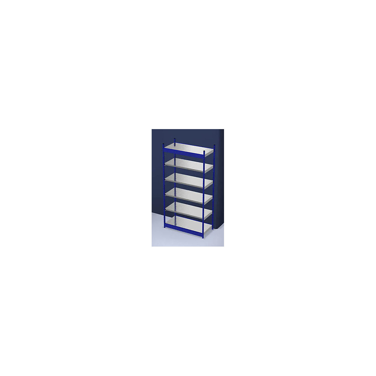 Stable boltless shelf unit, single sided – hofe, shelf unit height 2500 mm, blue / zinc-plated, shelf width 1325 mm, basic shelf unit, width x depth 1325 x 600 mm-11