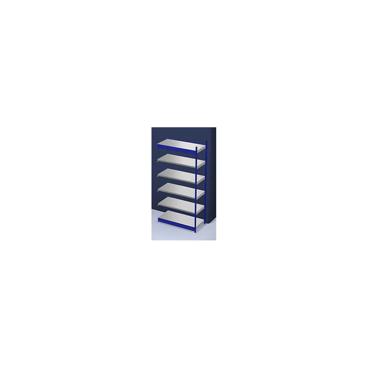 Stable boltless shelf unit, single sided – hofe, shelf unit height 2500 mm, blue / zinc-plated, shelf width 1325 mm, extension shelf unit, width x depth 1325 x 600 mm-5
