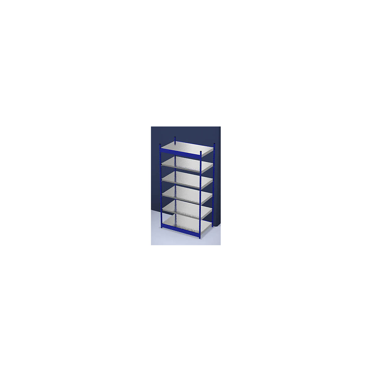 Stable boltless shelf unit, single sided – hofe, shelf unit height 2500 mm, blue / zinc-plated, shelf width 1325 mm, basic shelf unit, width x depth 1325 x 800 mm-10