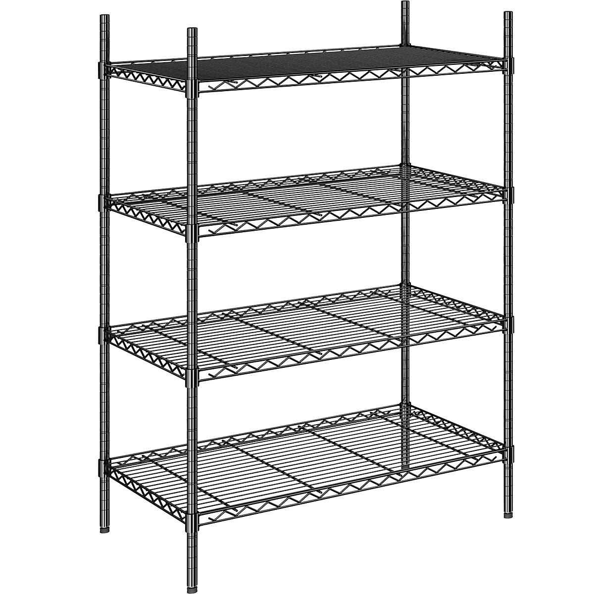 Steel wire mesh shelf unit black max. shelf load 100 kg WxD 910