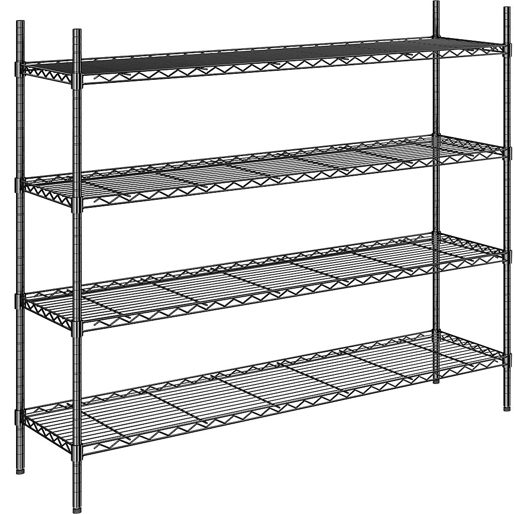 Steel wire mesh shelf unit, black max. shelf load 100 kg, WxD 1520 x 460 mm kaiserkraft