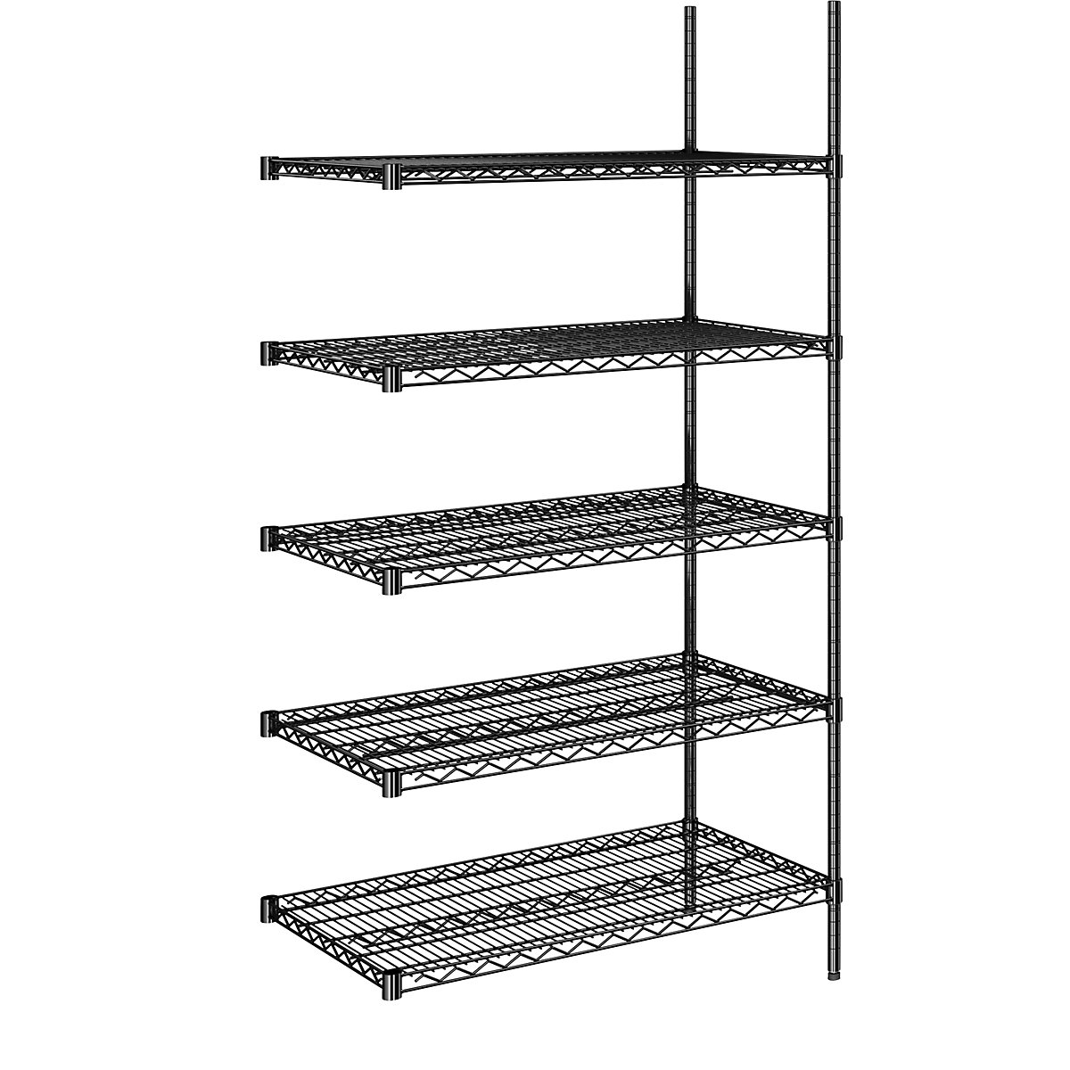 Steel wire mesh shelf unit, black, max. shelf load 250 kg, WxD 910 x 610 mm, extension shelf unit, height 1880 mm, 5 shelves-10