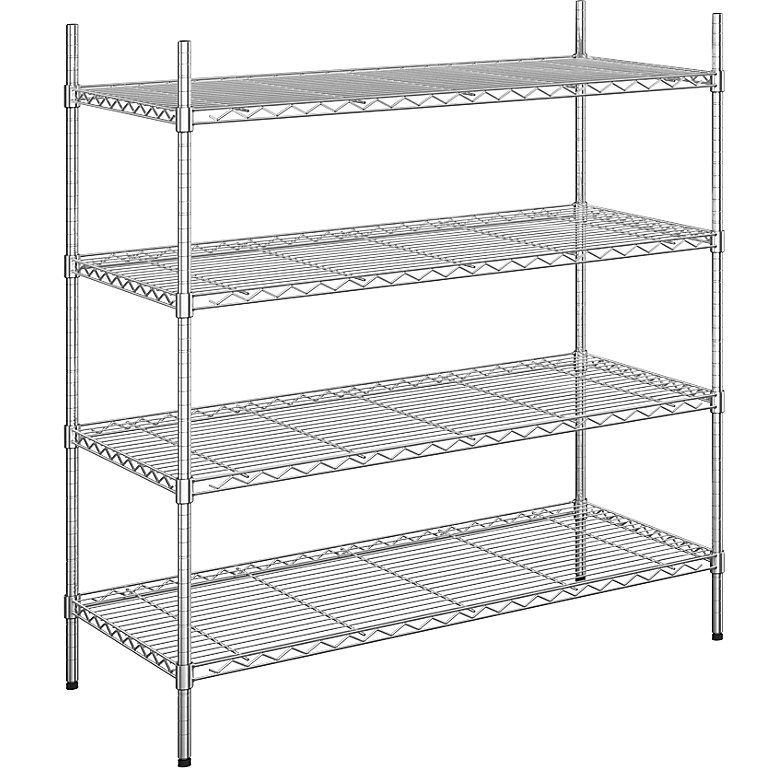 Steel wire mesh shelf unit, chrome plated max. shelf load 100 kg, WxD